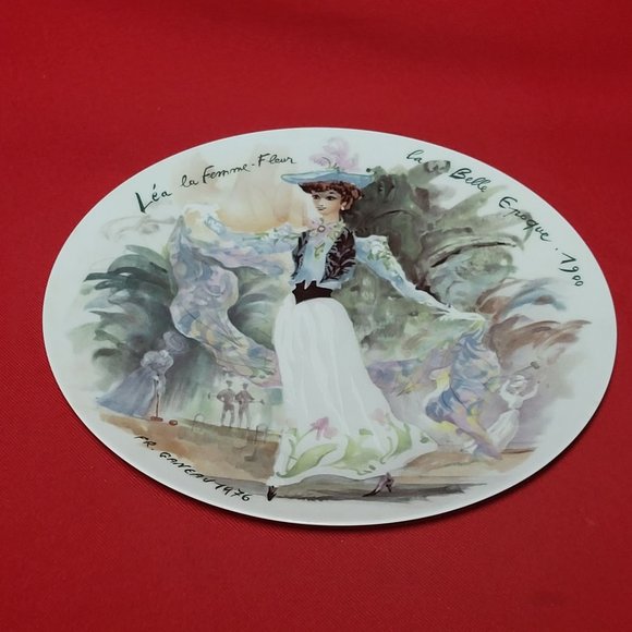 VTG 1976 D’Arceau Limoges Collectors Plate Léa la Femme Fleur la Belle Epoque 19 - Picture 4 of 10